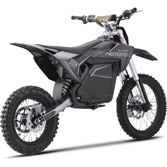 MotoTec 72v 5000w Lithium Pro Electric Dirt Bike – Grey | Powerful Off-Road Bike