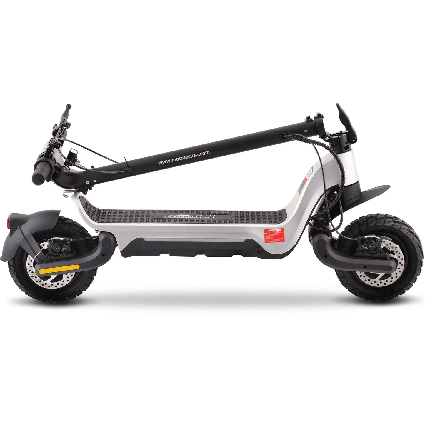 MotoTec Fury 48V 1000W Lithium Electric Scooter – Silver | Powerful Foldable Commuter Scooter