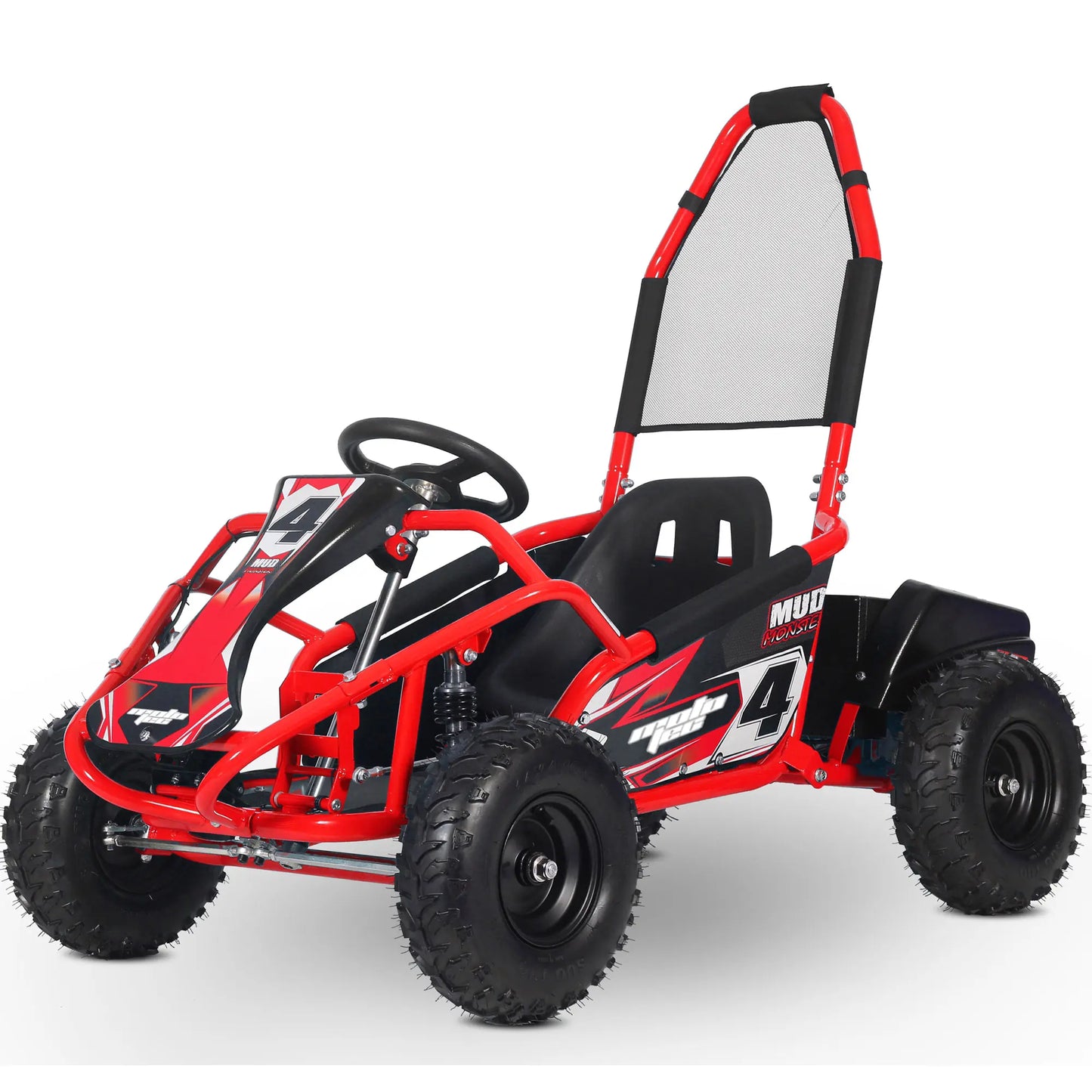 Color: Red - MotoTec Mud Kids Electric 48v 1000w Go Kart Full Suspension