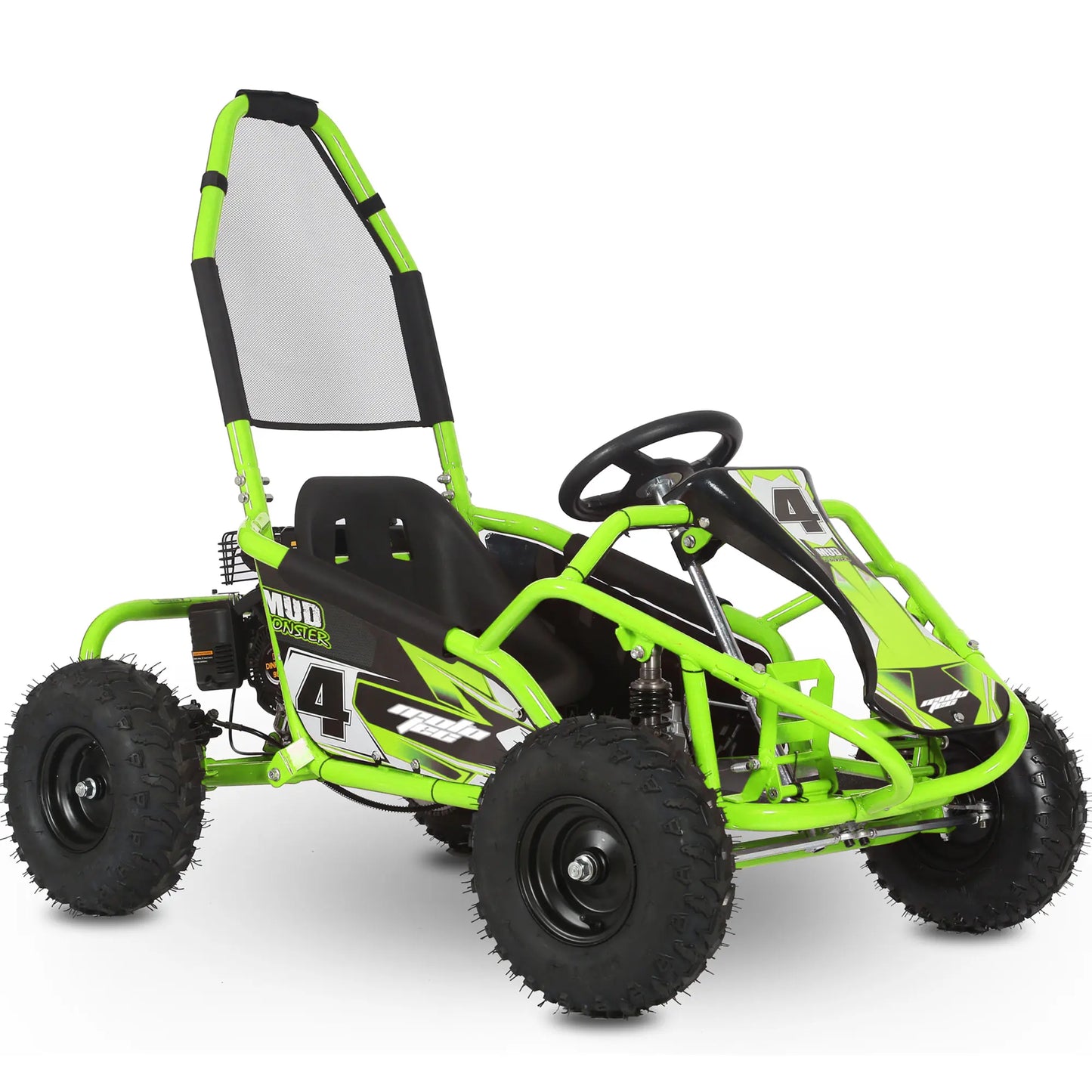 MotoTec Mud 98cc Kids Gas Go Kart – Full Suspension, Green | Off-Road Adventure