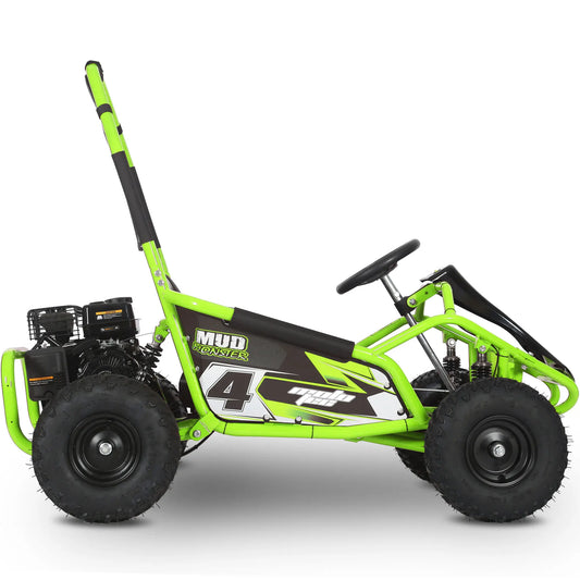 MotoTec Mud 98cc Kids Gas Go Kart – Full Suspension, Green | Off-Road Adventure