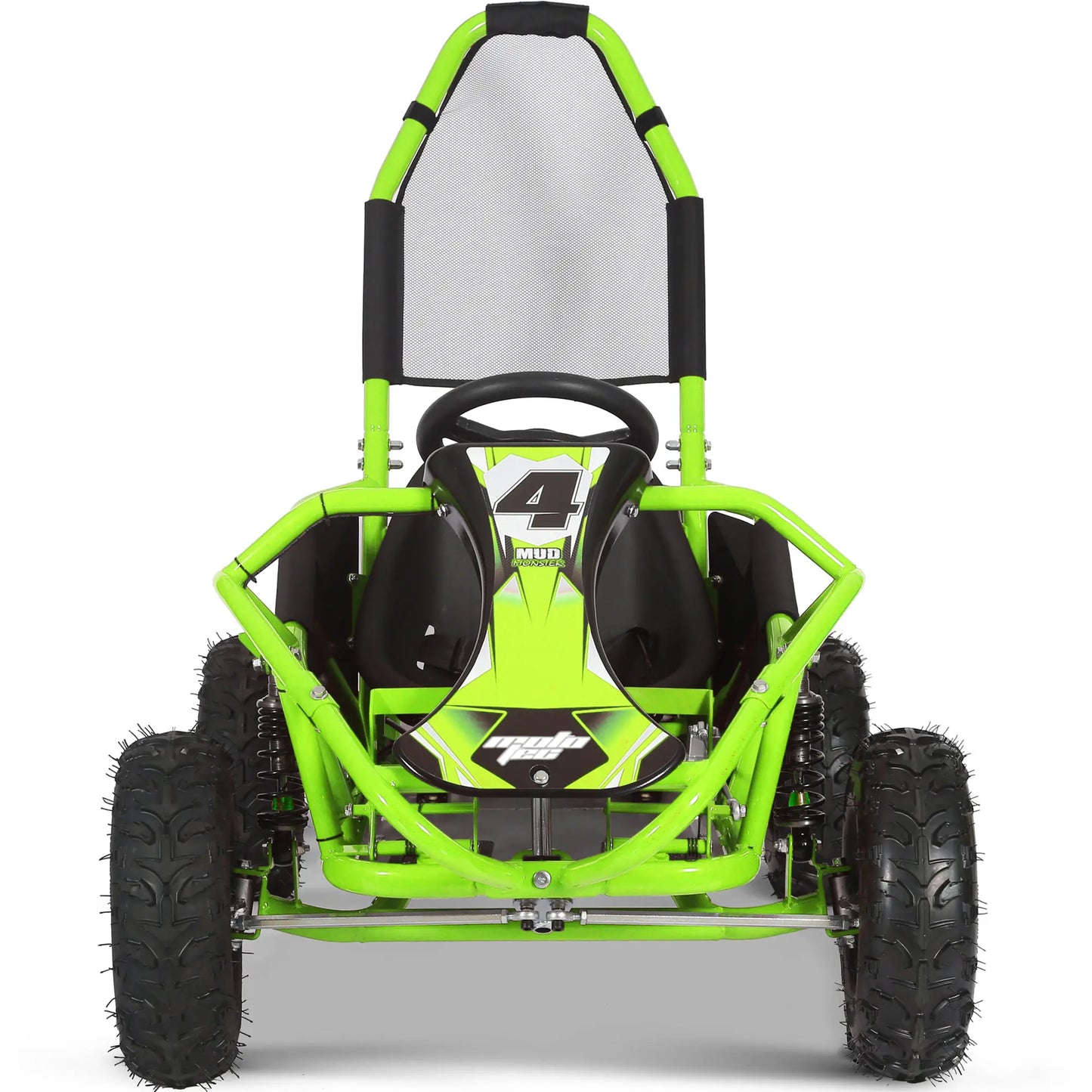 MotoTec Mud 98cc Kids Gas Go Kart – Full Suspension, Green | Off-Road Adventure