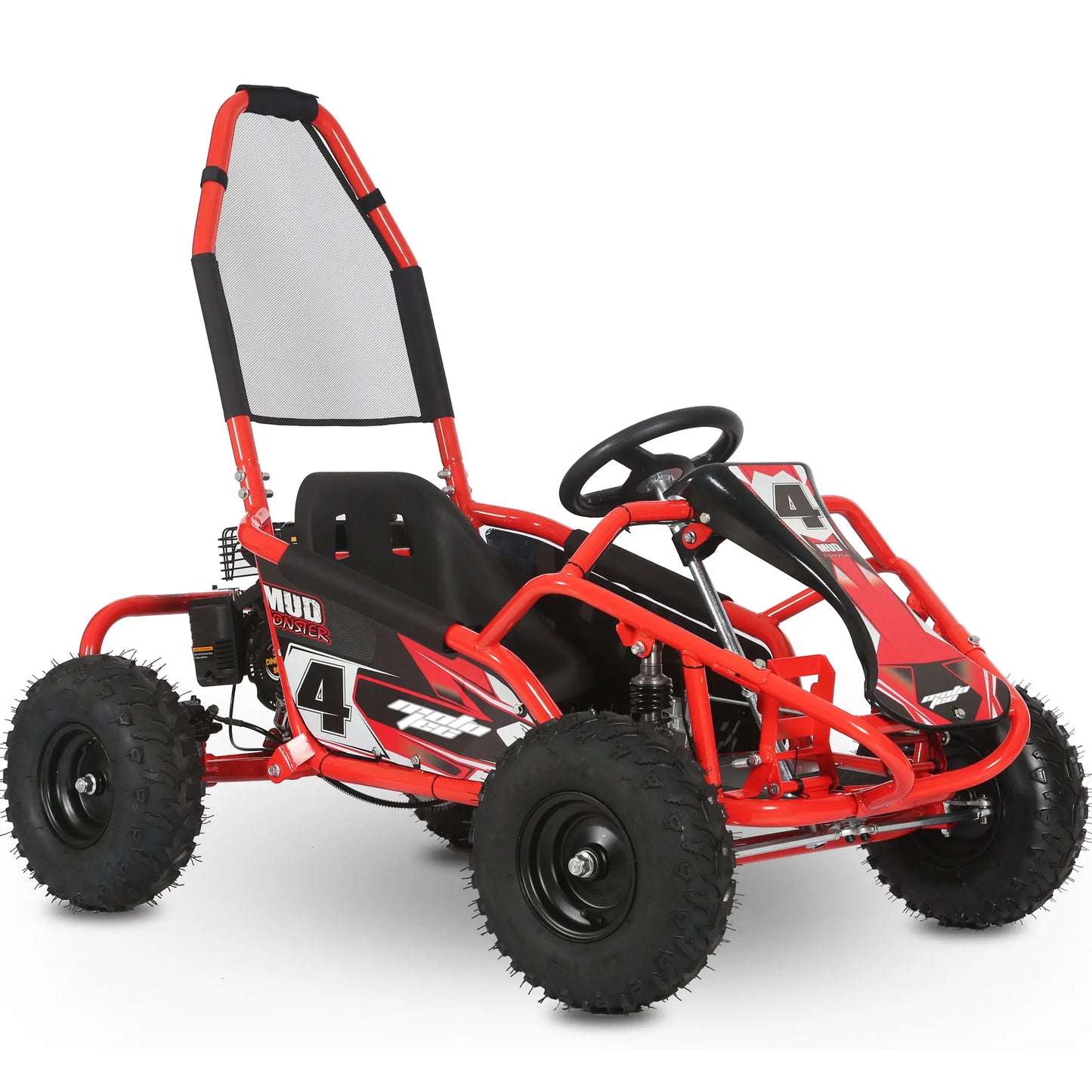 Color: Red - MotoTec Mud Kids Gas Powered 98cc Go Kart Full Suspension