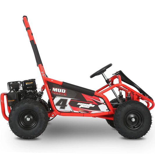 MotoTec Mud 98cc Kids Gas Go Kart – Full Suspension, Red | Off-Road Adventure