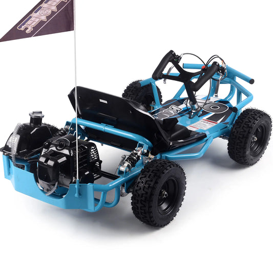 MotoTec Sandman 52cc Kids Gas Go Kart – Blue | Powerful Off-Road