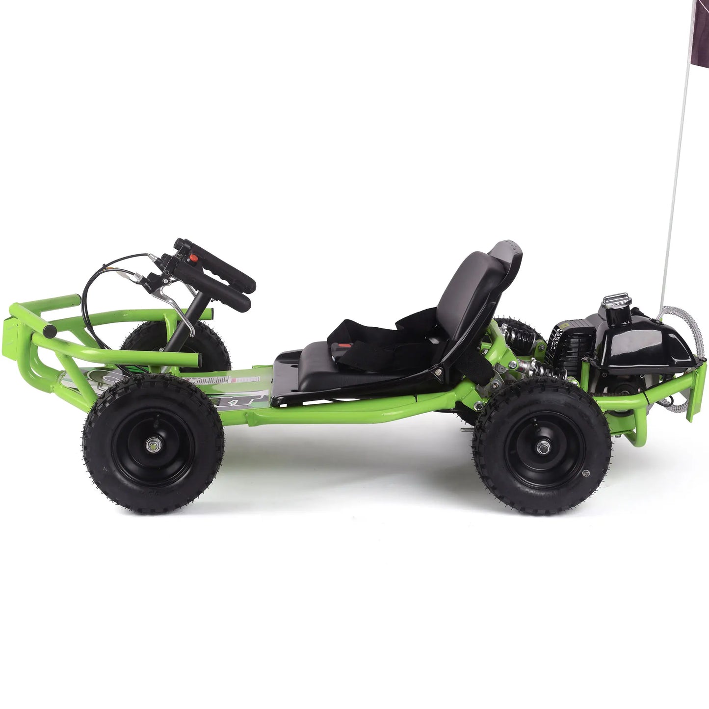 MotoTec Sandman 52cc Kids Gas Go Kart – Green | Powerful Off-Road