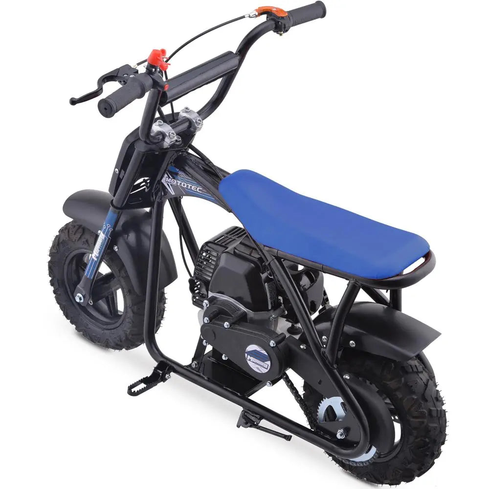 MotoTec Bandit 52cc 2-Stroke Kids Gas Mini Bike - Blue | Powerful Off-Road Fun for Young Riders