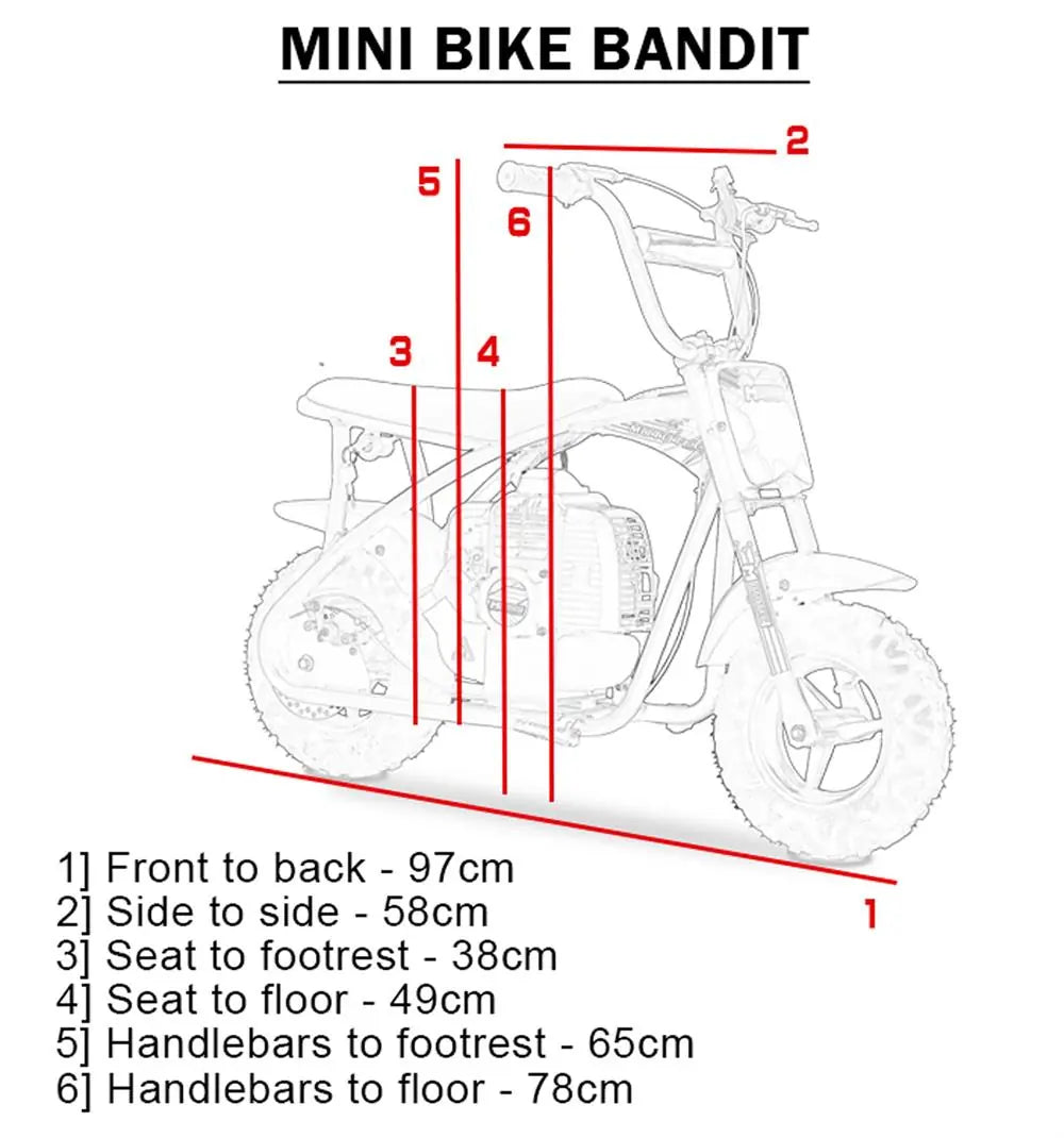 MotoTec Bandit 52cc 2-Stroke Kids Gas Mini Bike - Blue | Powerful Off-Road Fun for Young Riders