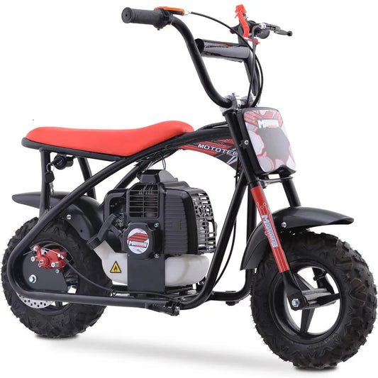 MotoTec Bandit 52cc 2-Stroke Kids Gas Mini Bike - Red | Powerful Off-Road Fun for Young Riders