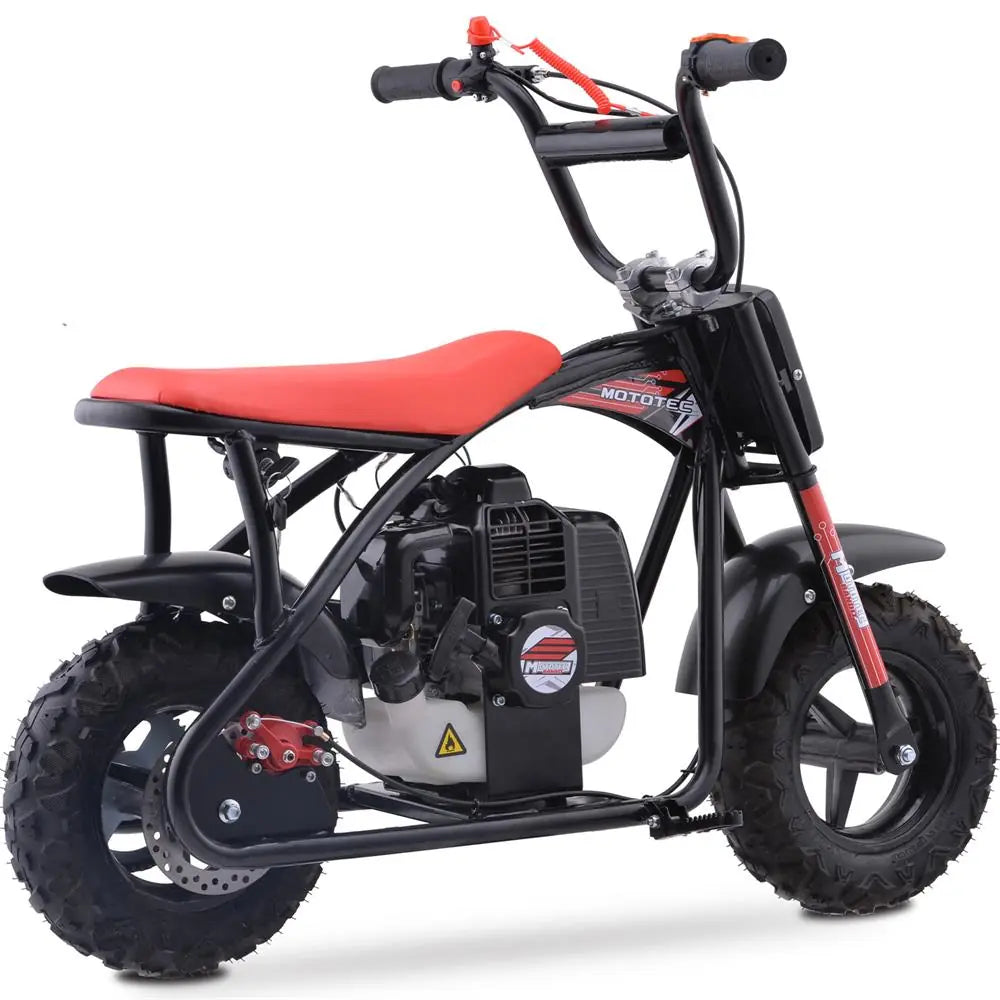 MotoTec Bandit 52cc 2-Stroke Kids Gas Mini Bike - Red | Powerful Off-Road Fun for Young Riders