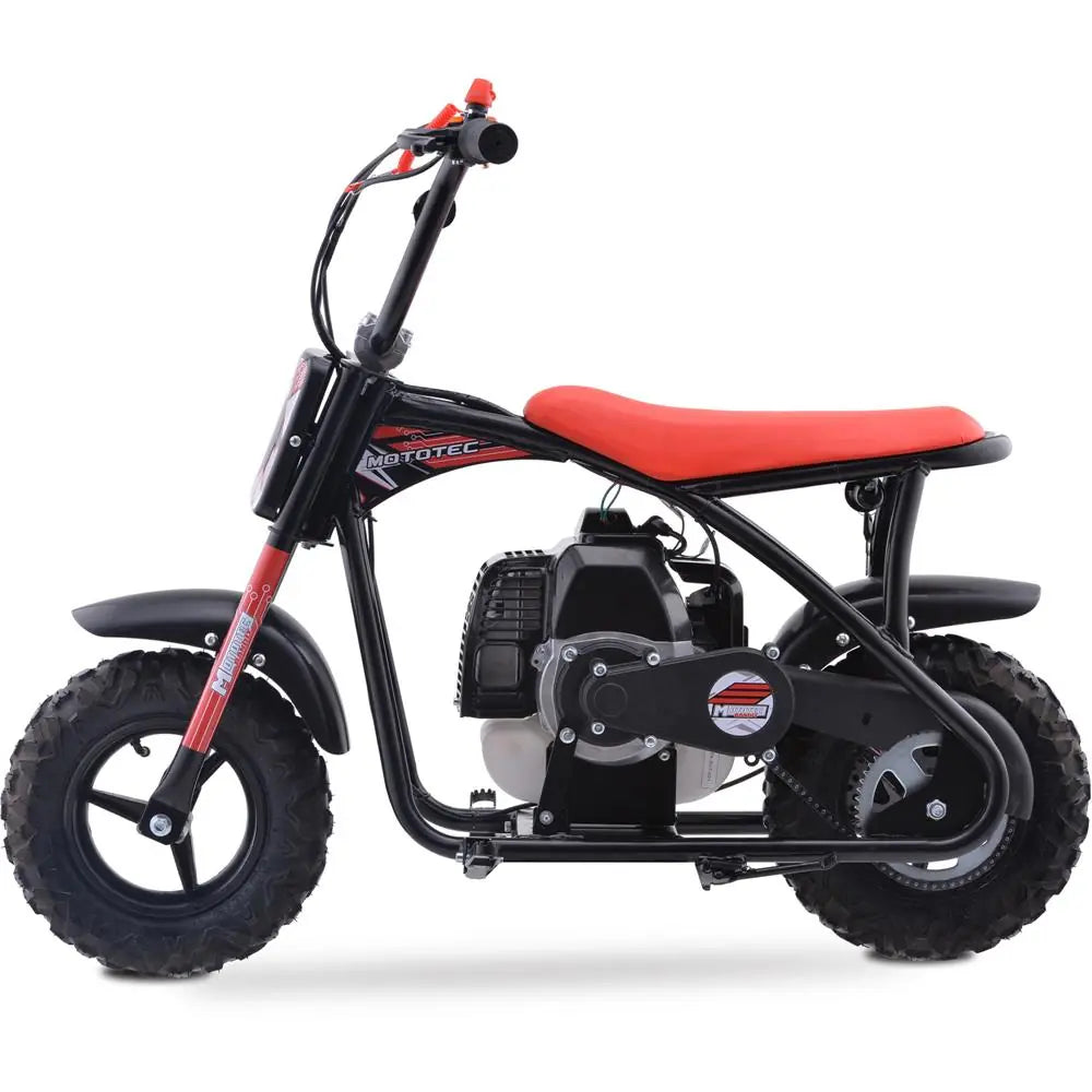 MotoTec Bandit 52cc 2-Stroke Kids Gas Mini Bike - Red | Powerful Off-Road Fun for Young Riders