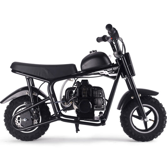 MotoTec Urchin 49cc 2-Stroke Kids Gas Mini Bike - Black | Powerful Fun for Young Riders