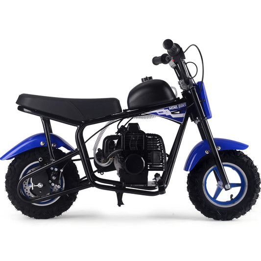 MotoTec Urchin 49cc 2-Stroke Kids Gas Mini Bike - Blue | Powerful Fun for Young Riders