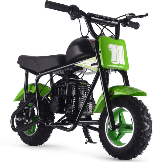 MotoTec Urchin 49cc 2-Stroke Kids Gas Mini Bike - Green | Powerful Fun for Young Riders