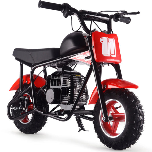 MotoTec Urchin 49cc 2-Stroke Kids Gas Mini Bike - Red | Powerful Fun for Young Riders