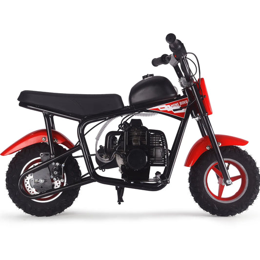 MotoTec Urchin 49cc 2-Stroke Kids Gas Mini Bike - Red | Powerful Fun for Young Riders