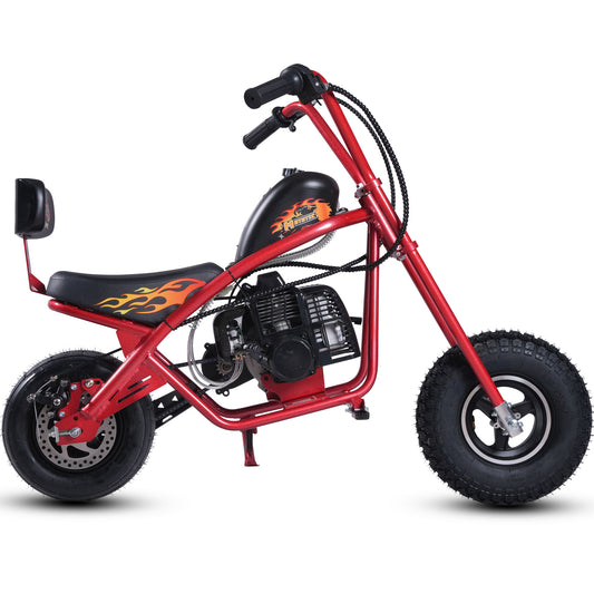 Color: Red - MotoTec 49cc Gas Mini Chopper V2 - Front Angle View