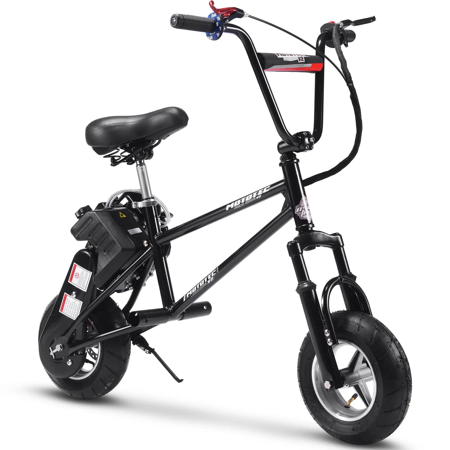 MotoTec 49cc Gas Mini Bike V2 - Black | High-Performance Ride for Kids & Teens