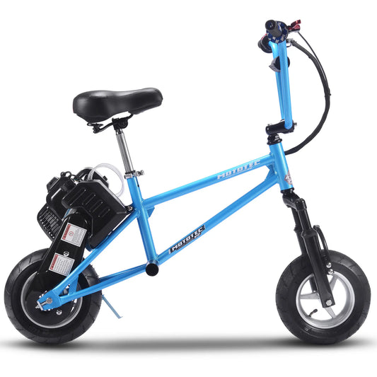 MotoTec 49cc Gas Mini Bike V2 - Blue | Powerful Ride for Kids & Teens