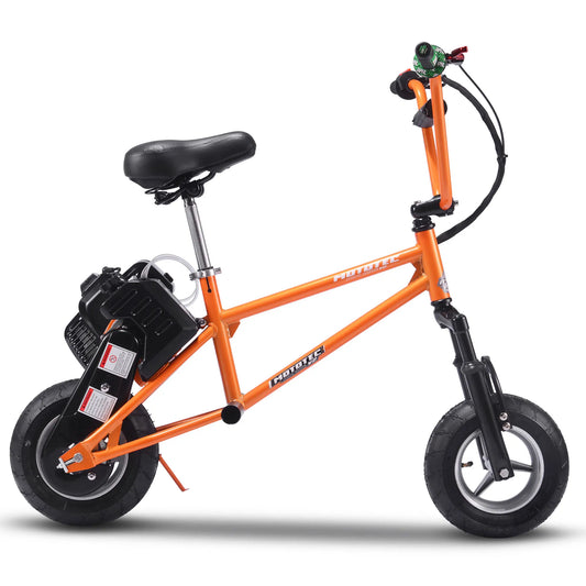 MotoTec 49cc Gas Mini Bike V2 - Orange | Powerful Ride for Kids & Teens