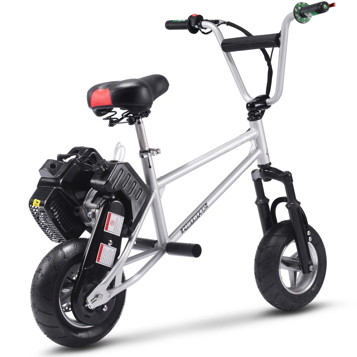 MotoTec 49cc Gas Mini Bike V2 - Silver | High-Performance Ride for Kids & Teens