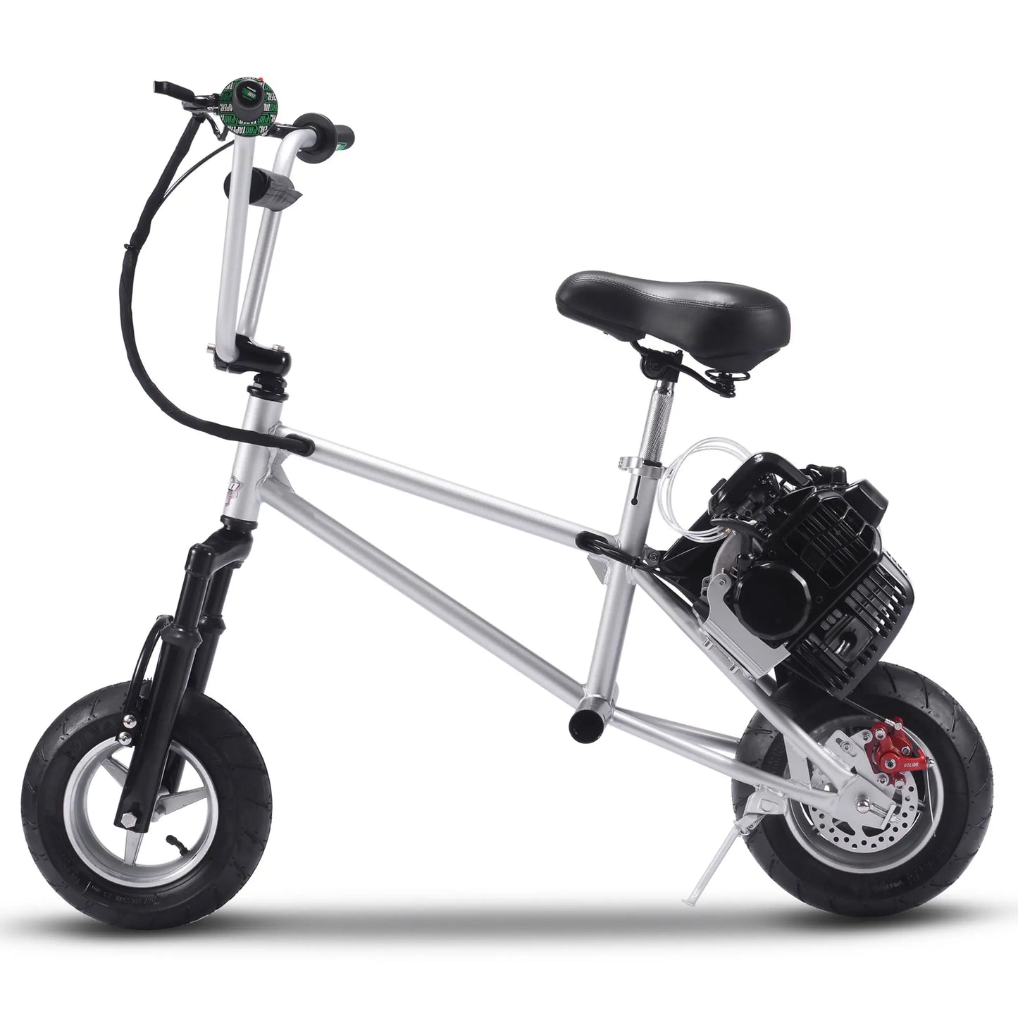 MotoTec 49cc Gas Mini Bike V2 - Silver | High-Performance Ride for Kids & Teens