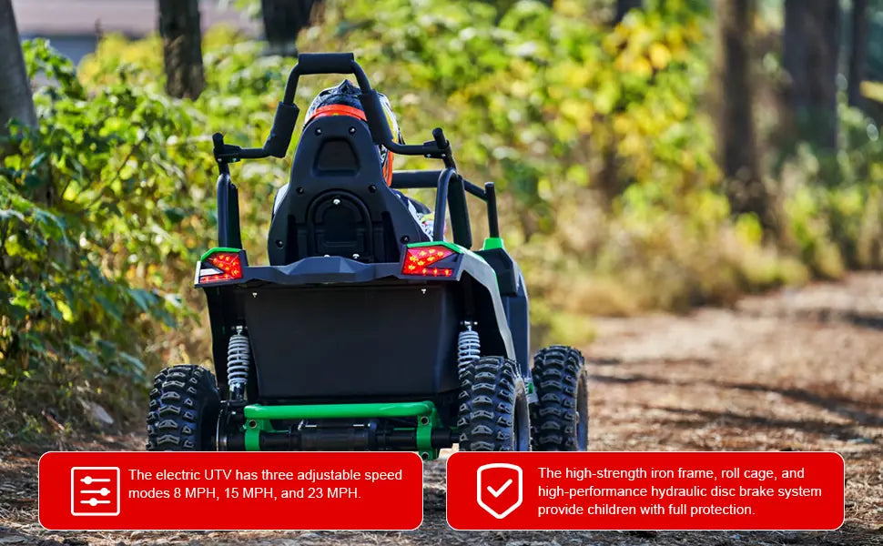 MotoTec Raider 48V 1200W Kids UTV with Full Suspension – Blue Off-Road Utility Vehicle