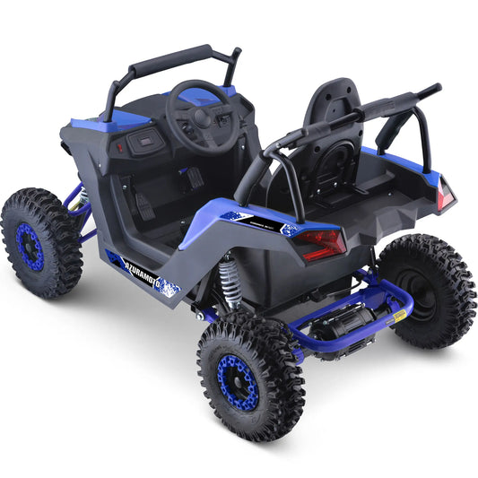 MotoTec Raider 48V 1200W Kids UTV with Full Suspension – Blue Off-Road Utility Vehicle