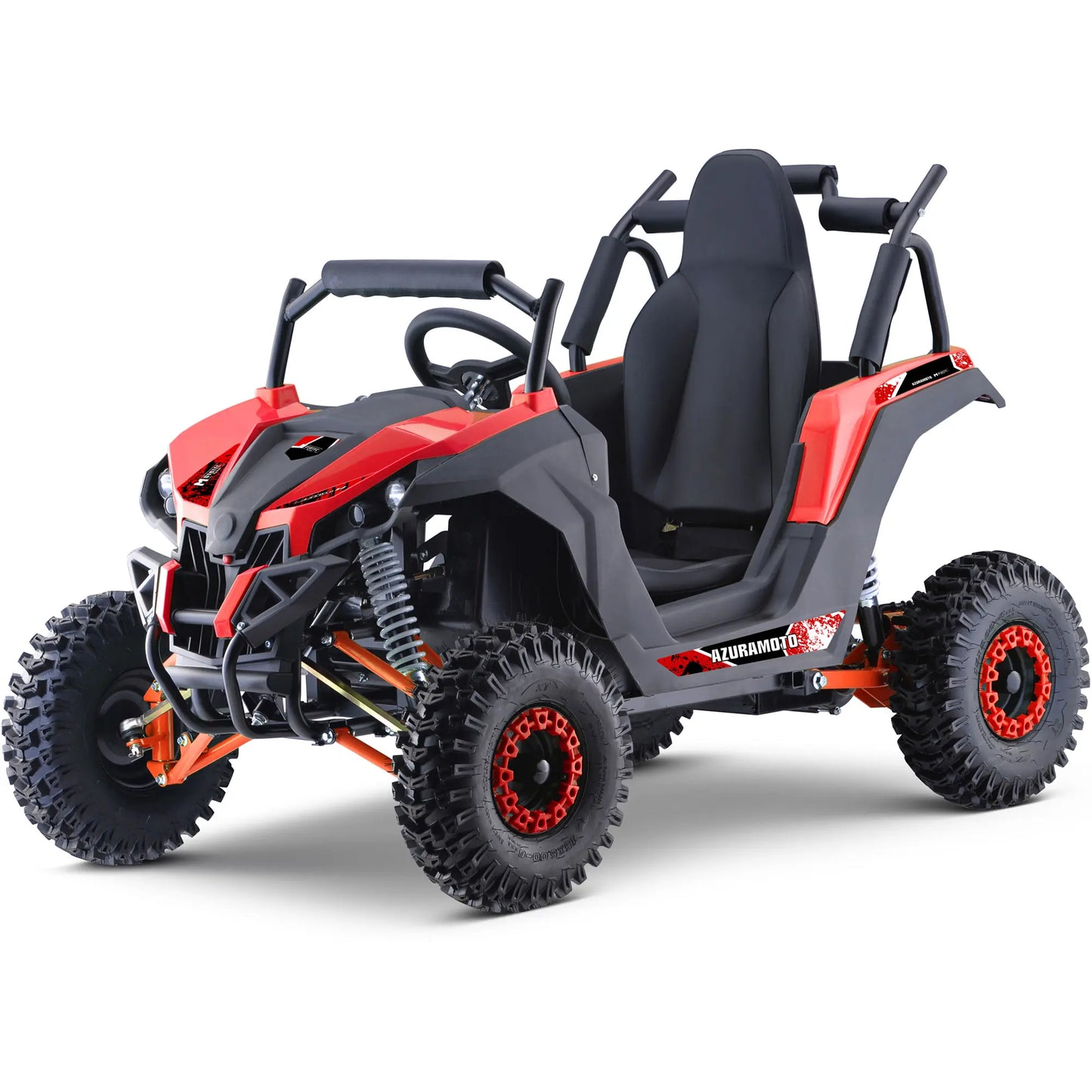 MotoTec Raider 48V 1200W Kids UTV with Full Suspension – Red Off-Road Utility Vehicle