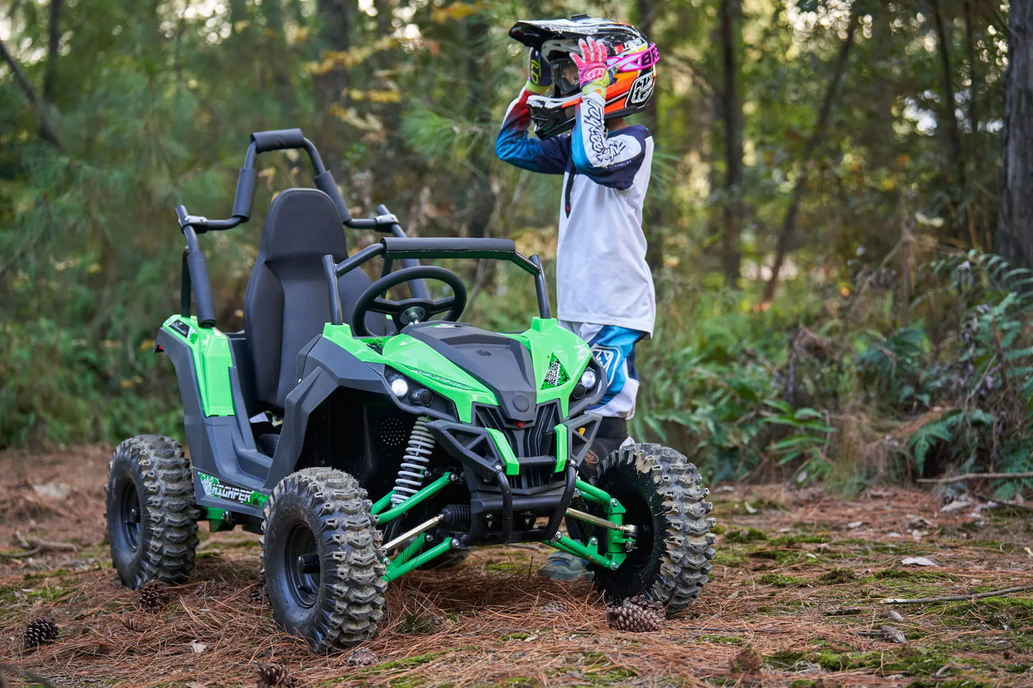 MotoTec Raider 48V 1200W Kids UTV with Full Suspension – Red Off-Road Utility Vehicle