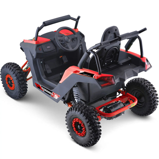 MotoTec Raider 48V 1200W Kids UTV with Full Suspension – Red Off-Road Utility Vehicle