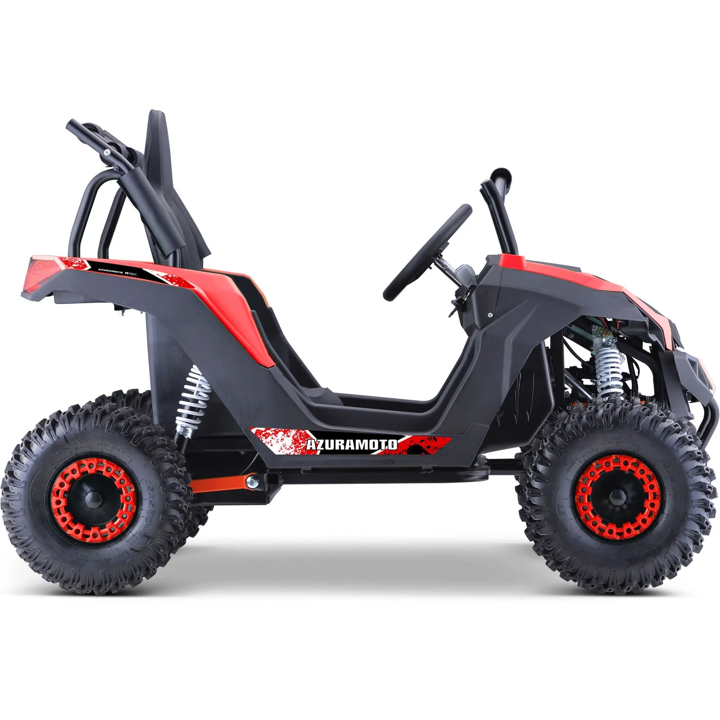 MotoTec Raider 48V 1200W Kids UTV with Full Suspension – Red Off-Road Utility Vehicle