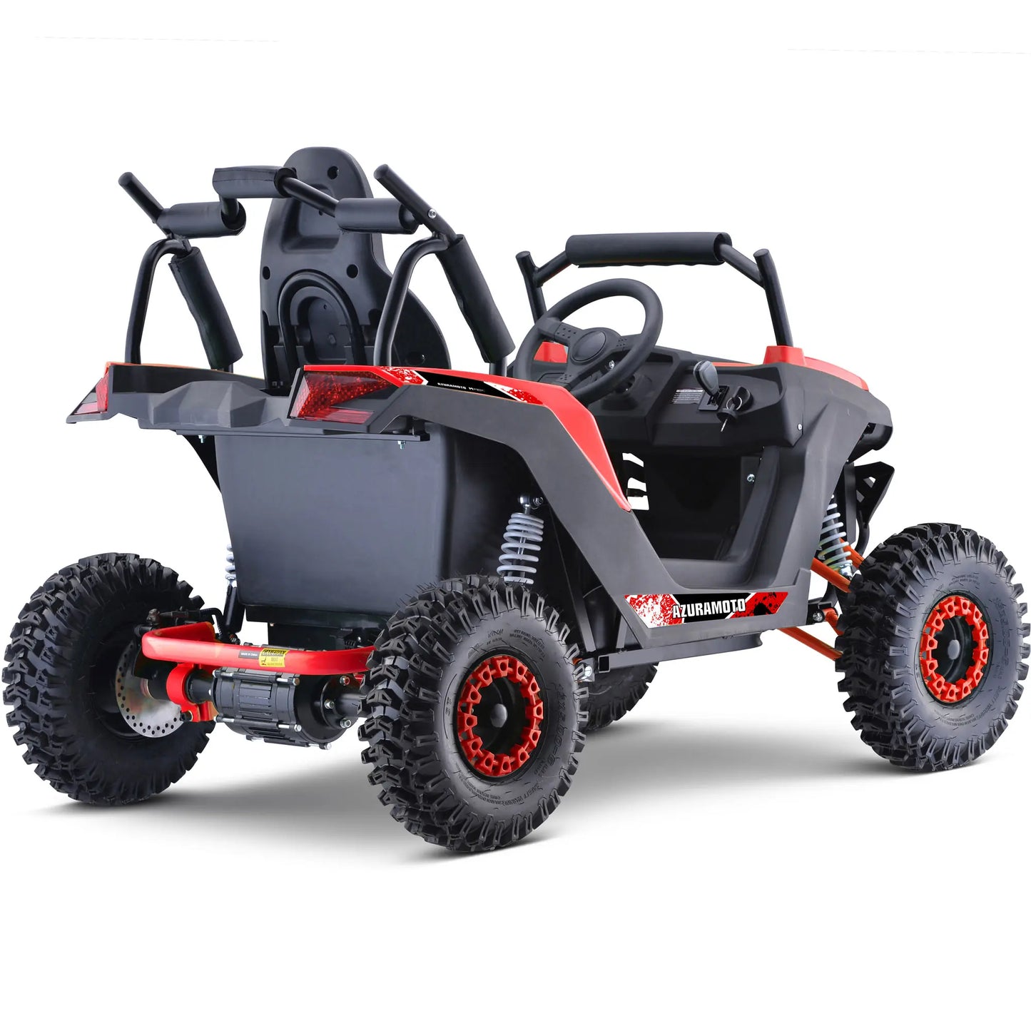 MotoTec Raider 48V 1200W Kids UTV with Full Suspension – Red Off-Road Utility Vehicle