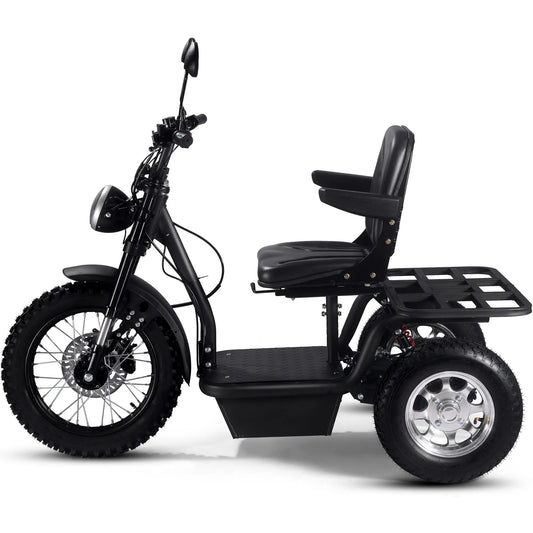 MotoTec 60V 1800W Electric Trike – Black | Powerful Three-Wheel Scooter