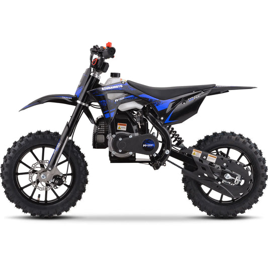MotoTec Thunder 50cc 2-Stroke Kids Gas Dirt Bike – Blue | Powerful Off-Road Mini Bike