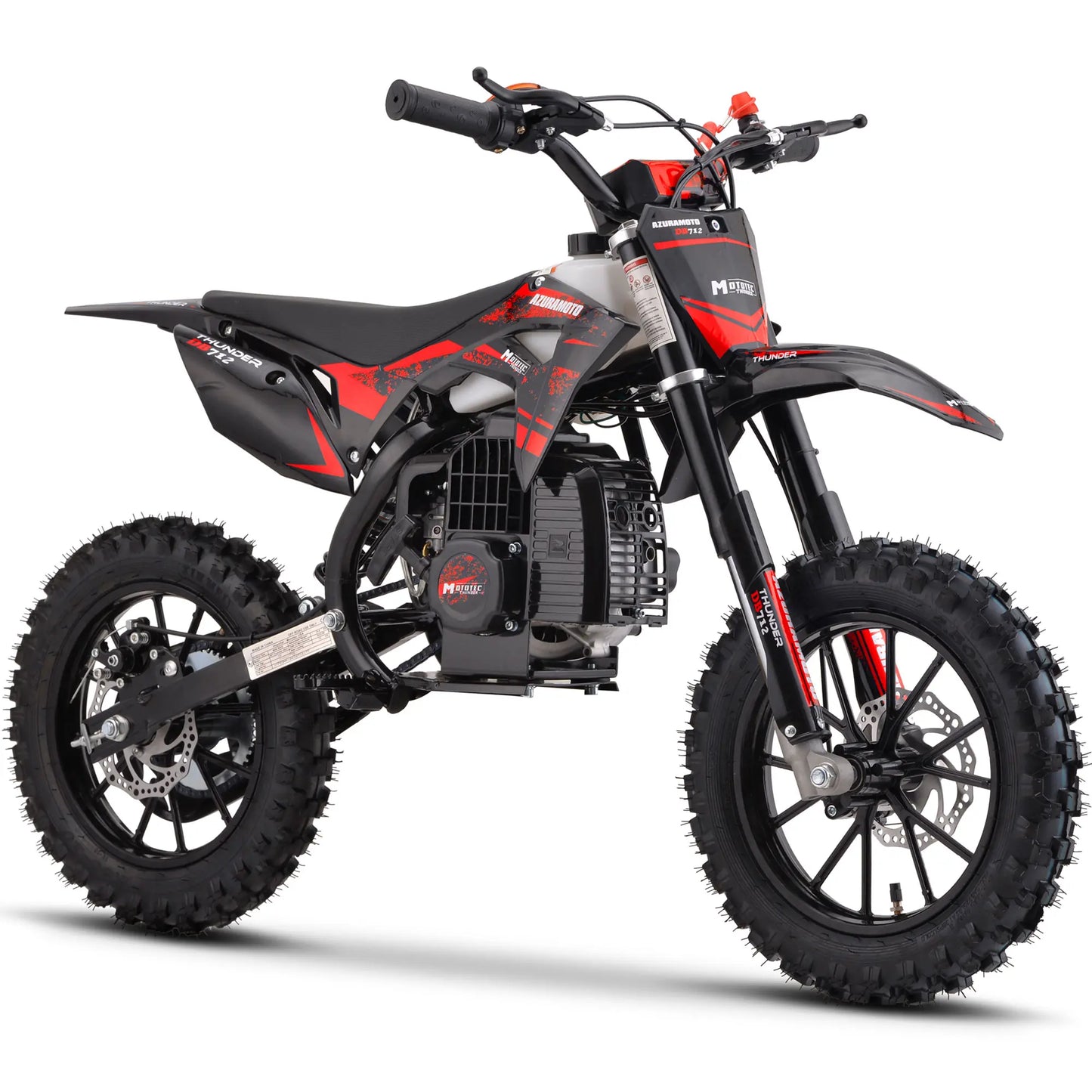 MotoTec Thunder 50cc 2-Stroke Kids Gas Dirt Bike – Red | Powerful Off-Road Mini Bike