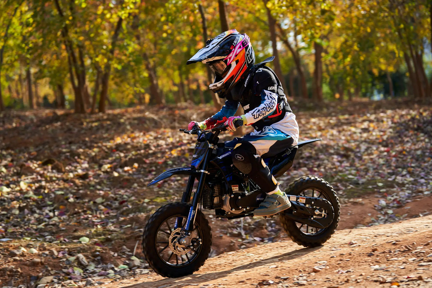 MotoTec Thunder 50cc 2-Stroke Kids Gas Dirt Bike – Red | Powerful Off-Road Mini Bike