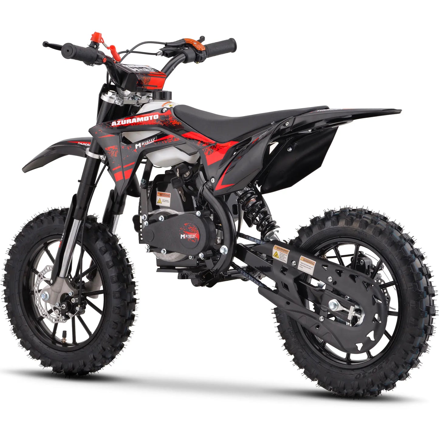 MotoTec Thunder 50cc 2-Stroke Kids Gas Dirt Bike – Red | Powerful Off-Road Mini Bike