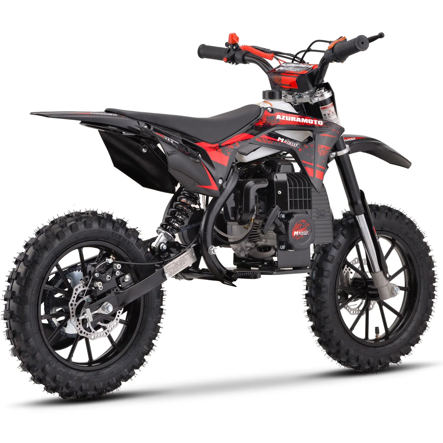 MotoTec Thunder 50cc 2-Stroke Kids Gas Dirt Bike – Red | Powerful Off-Road Mini Bike