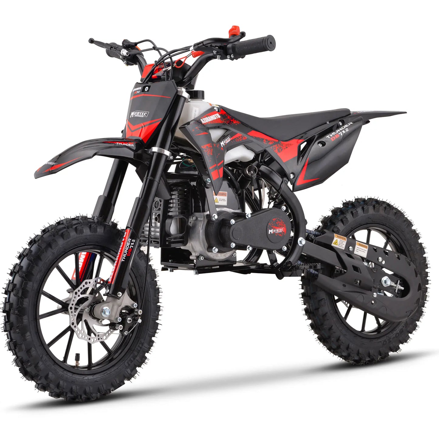 MotoTec Thunder 50cc 2-Stroke Kids Gas Dirt Bike – Red | Powerful Off-Road Mini Bike
