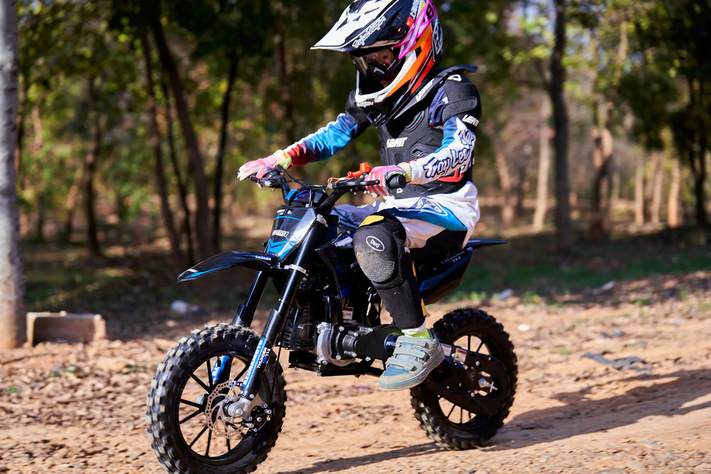 MotoTec Thunder 50cc 2-Stroke Kids Gas Dirt Bike – Red | Powerful Off-Road Mini Bike