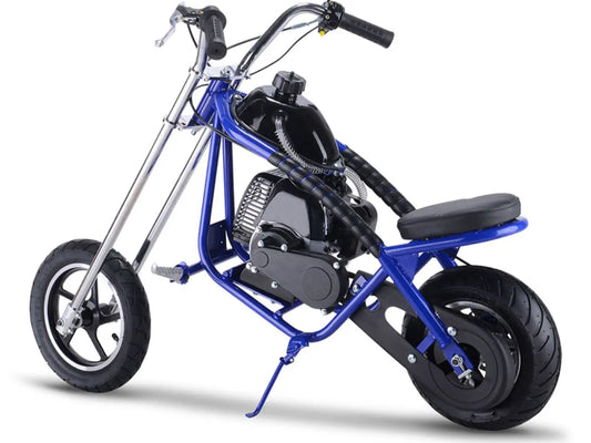 MotoTec 49cc Gas Mini Chopper – Blue | Powerful Pocket Bike