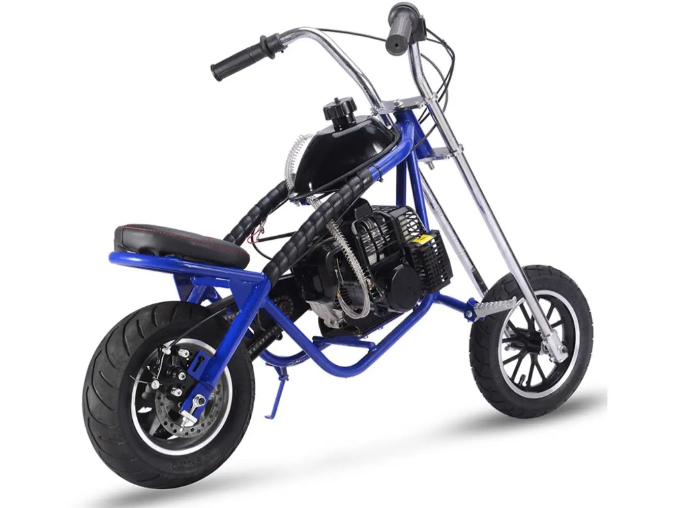 MotoTec 49cc Gas Mini Chopper – Blue | Powerful Pocket Bike