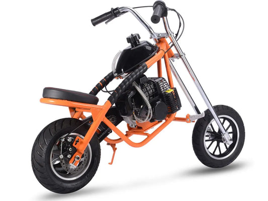 MotoTec 49cc Gas Mini Chopper – Orange | Powerful Pocket Bike
