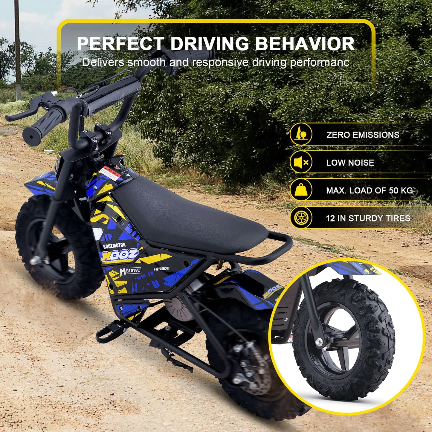 MotoTec 24V 250W Electric Mini Bike - Blue | Kids Ride-On Dirt Bike