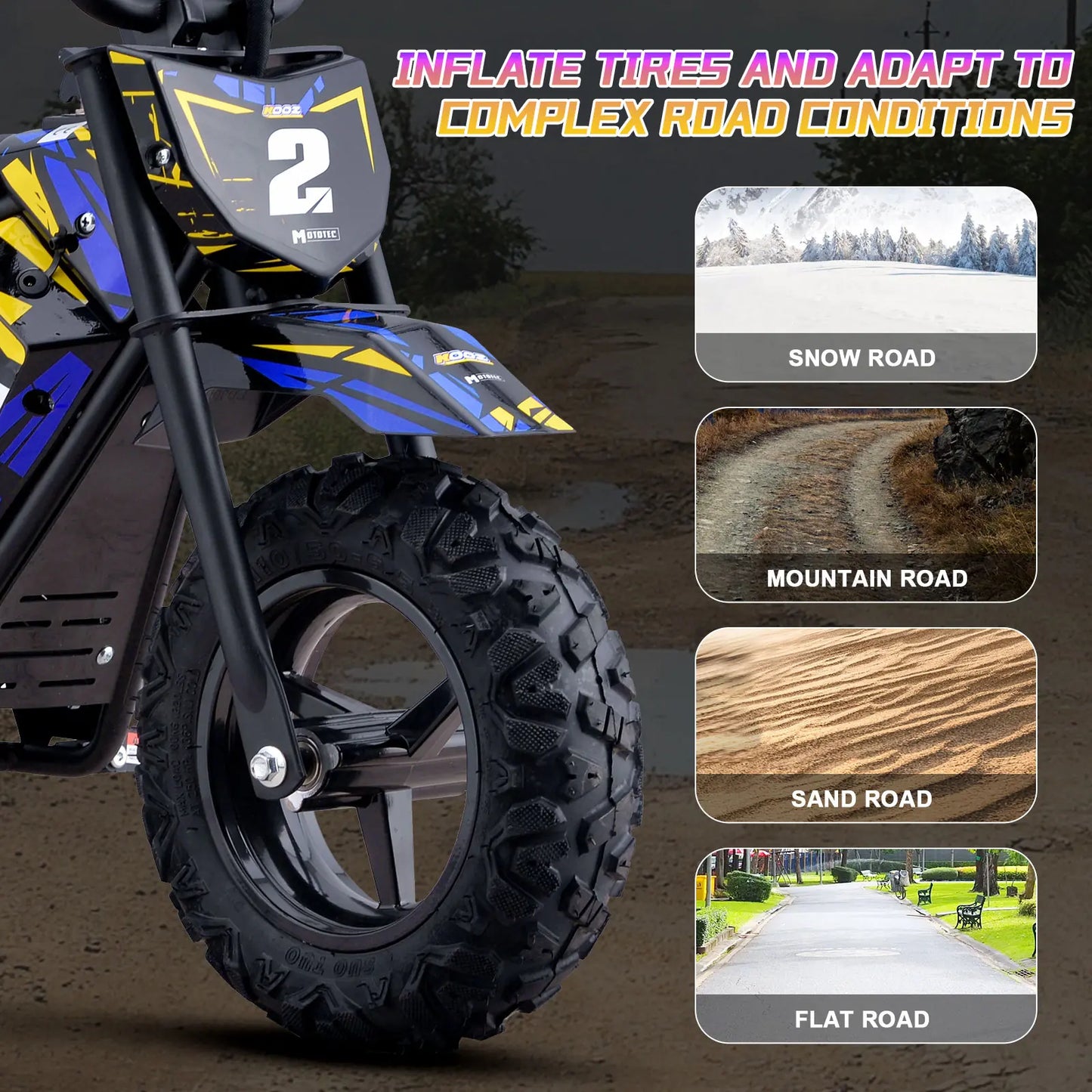 MotoTec 24V 250W Electric Mini Bike - Blue | Kids Ride-On Dirt Bike
