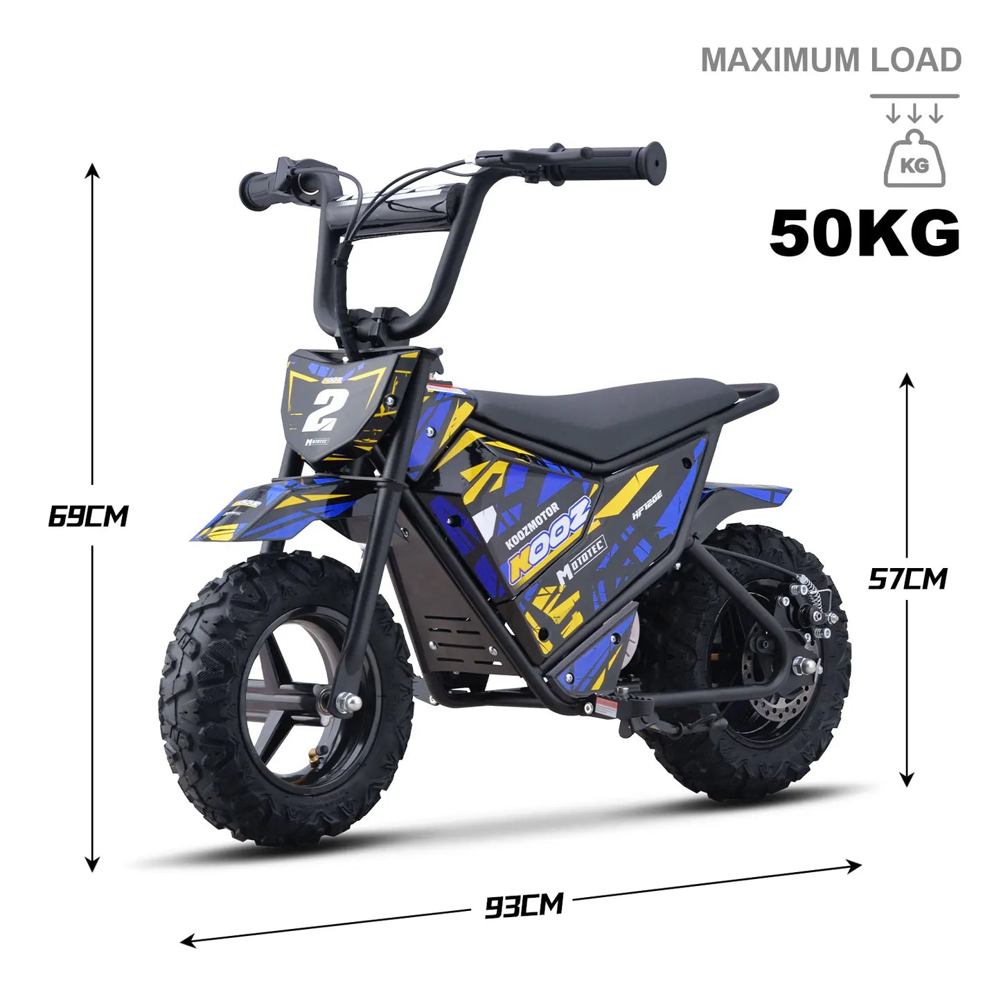 MotoTec 24V 250W Electric Mini Bike - Blue | Kids Ride-On Dirt Bike