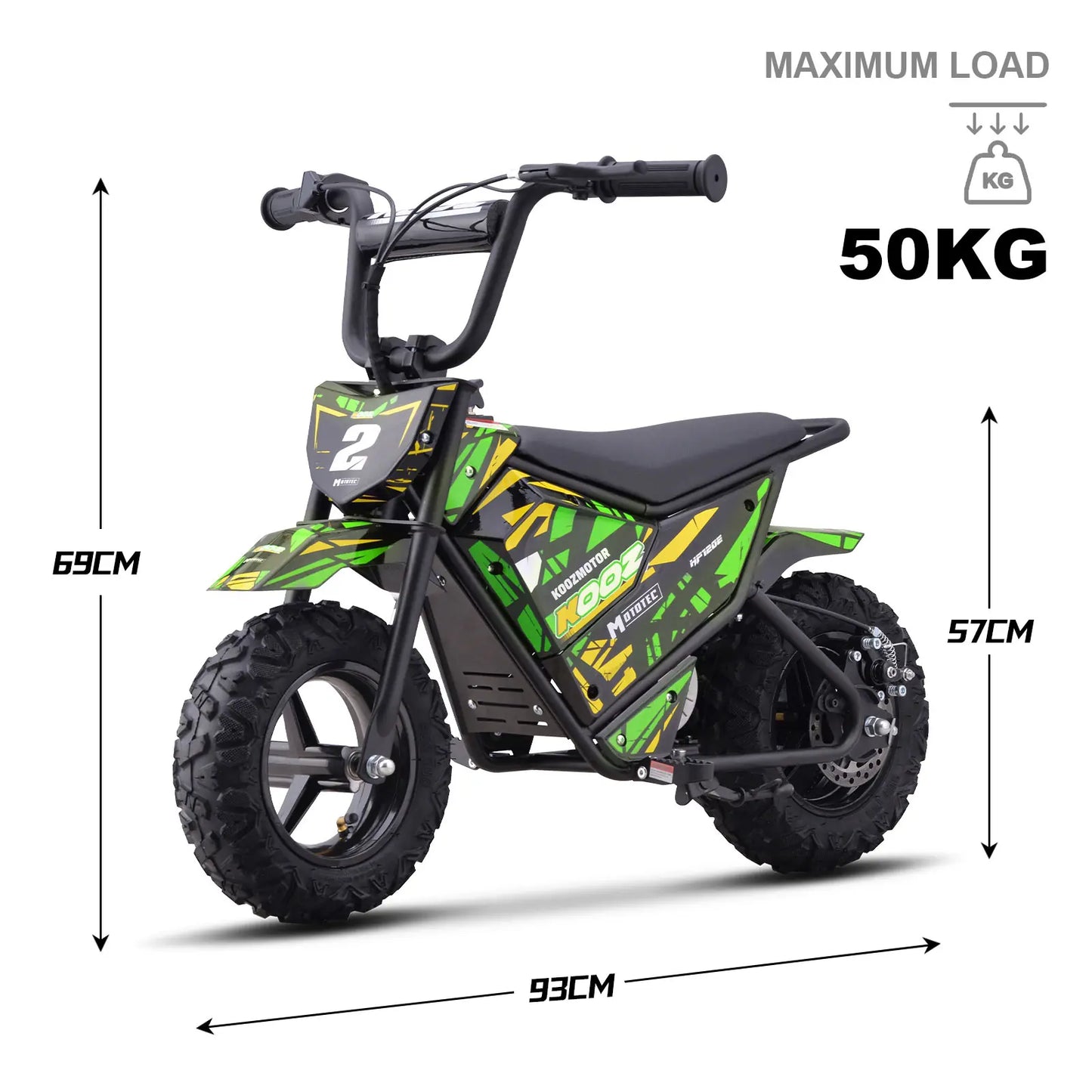 MotoTec 24V 250W Electric Mini Bike - Green | Kids Ride-On Dirt Bike