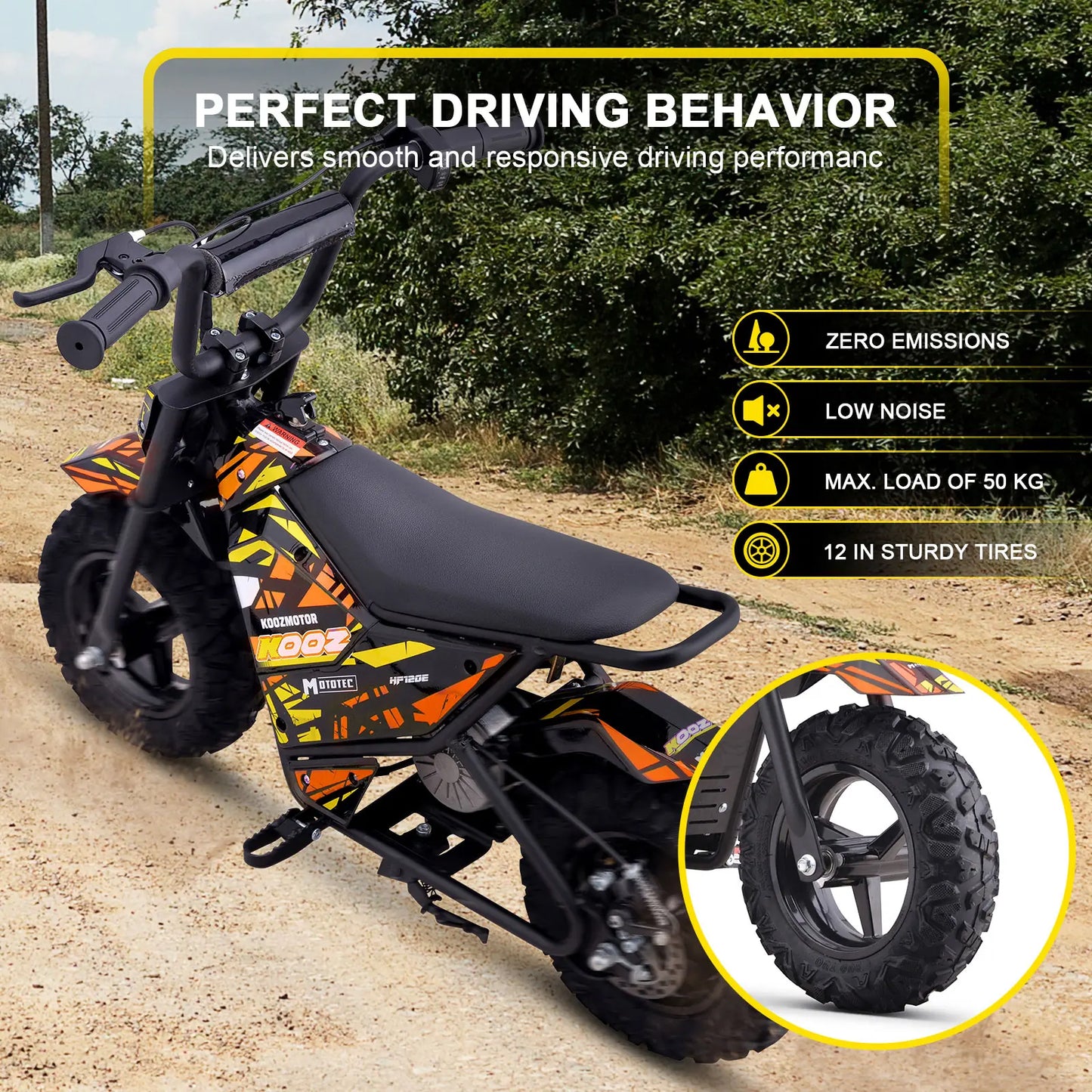 MotoTec 24V 250W Electric Mini Bike - Orange | Kids Ride-On Dirt Bike
