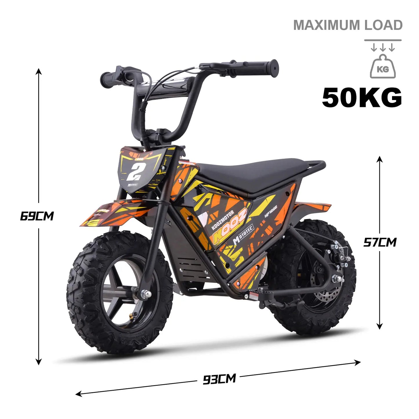 MotoTec 24V 250W Electric Mini Bike - Orange | Kids Ride-On Dirt Bike